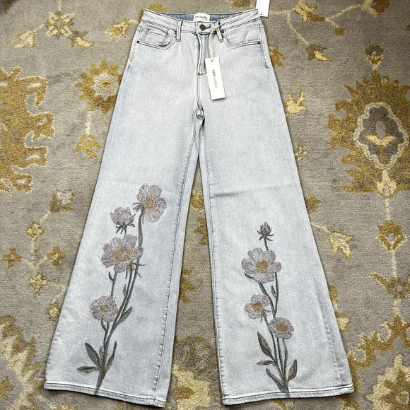 DRIFTWOOD Denim - Driftwood Penelope Flare Leg Jeans Women's 26x32 Floral Embroidered Denim Boho